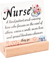 Plaque carrée en acrylique transparent Encouragement Merci Cadeau Décor de table Bloc de rappels de santé mentale positive avec base en bois