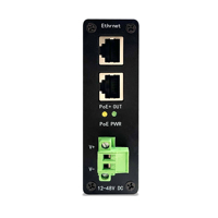 Inyector PoE++ GXCOM IEEE 802.3bt 10G 95W |   Conector Ethernet Industrial para Riel DIN para Cámaras PTZ de Exterior (Entrada de 12-48V CC)
