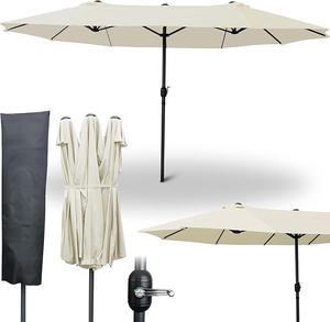 Parasol de jardin double face de 15 pieds avec manivelle pour terrasse, balcon, jardin, piscine, extérieur - Product Image 1