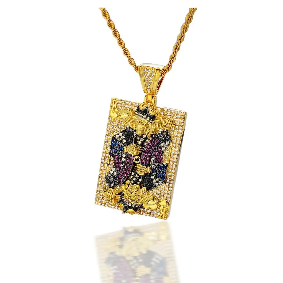 Blues Rts Hip Hop Jewelry New Trendy Gold Silver Rose Plated Copper Full Iced Out Zircon Square Lock Necklace Pendant