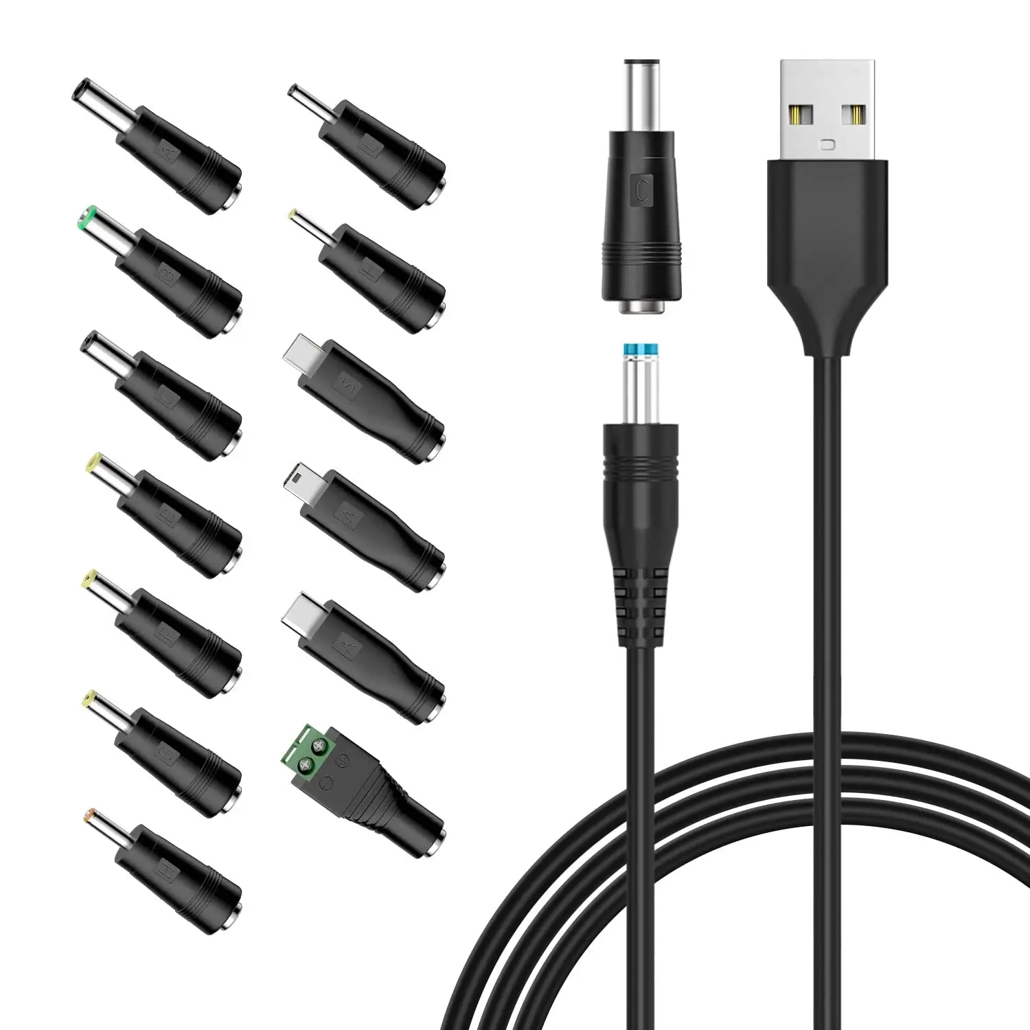 Kabel pengisi daya USB ke DC dengan 13 buah colokan adaptor untuk Webcam Router Power Bank perekam mainan Bluetooth Speaker Scanner DVR keras Di