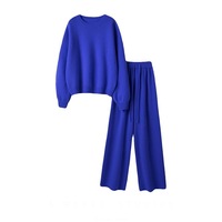 Ensemble de pulls pour femmes personnalisés, pull à col rond et manches bouffantes pour femmes, pull à épaules tombantes, pull pour femmes, pantalon en tricot de cachemire