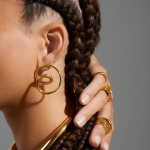 Pendientes de Espiral Geométrica en Acero Inoxidable con Baño de Oro de 18k, Joyería de Moda para Mujer - Product Image 3