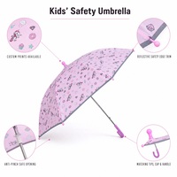 Parapluie manuel de haute qualité pour enfants, avec bordure réfléchissante, pointes arrondies, léger, imprimé rose dessin animé pour filles, idéal pour l'école