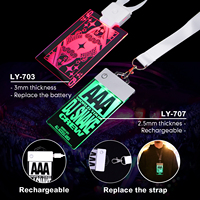 Porte-badge OEM avec cordon en acrylique LED, porte-badge vierge transparent gravé au laser, étiquette nominative