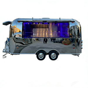 Customized Stainless Steel & Aluminum Mobile Food Trailer Charcuterie Cart Fully Equipped Kitchen <b>with</b> 4 <b>Wheels</b> for Outdoor Use - Product Image 2