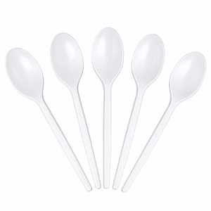 Cucchiai di Plastica Bianchi Riutilizzabili Lunghezza 12,5 Cm per Uso Quotidiano - Product Image 1