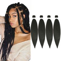 Extensions de cheveux synthétiques pré-étirées SOKU Platinum Blonde, double trame, pour tresses, 24 pouces, 4 paquets