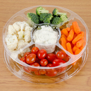customized clear plastic round shape 4 pantition fruit salad box packaging food containers with lids