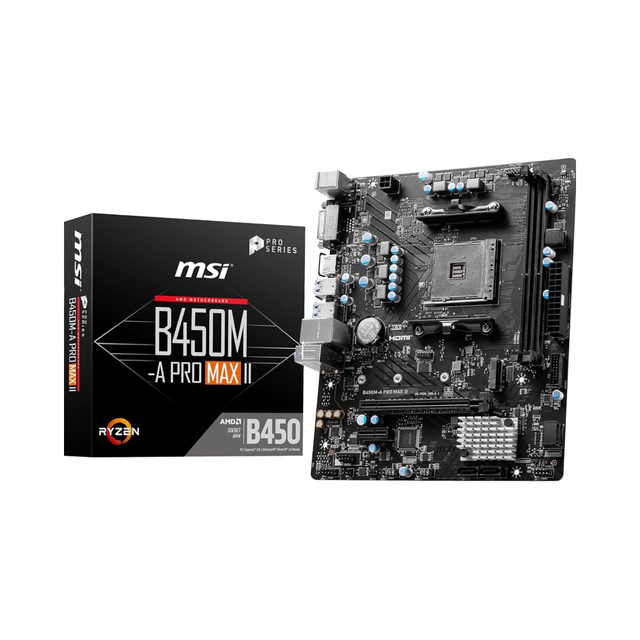 B450M-A Pro Max II Motherboard Micro-ATX AMD 5000/4000/3000/2000/1000 AM4 DDR4 64GB Boost 4133+MHz/OC PCIe 3.0 Integrated