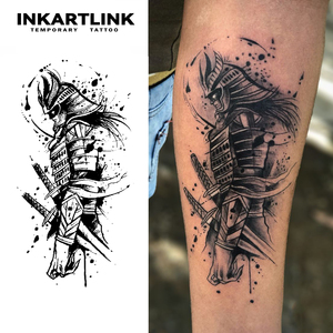 Adesivo per Tatuaggi INKARTLINK per il Corpo, Tatuaggio Temporaneo Samurai Guerriero <span class=keywords><strong>Giapponese</strong></span>, Impermeabile, Ecologico, Lunga Durata 15 Giorni - Product Image 2