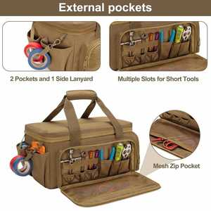 Organisateur de rangement pour électriciens, charpentiers et équipement de camping avec plusieurs poches et accès zippé, sac de rangement pour outils imperméable - Product Image 2
