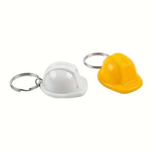 Llavero con Mini Casco de Seguridad Blanco y Amarillo, Regalo Novedoso para Trabajadores de la Construcción - Product Image 1