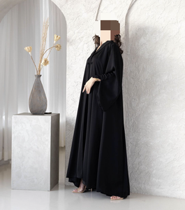 Jalabiyaドレス2024 U.シック控えめなOEM女性ドバイアバヤドレスシフォンブラック女性ヒジャーブローブ女性イスラム教徒の服