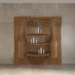 Estante de Madera ML-WD048 para Exhibición y Almacenamiento con Diseño de Botellas de Vino para Hogar, Bar, Villa, Tienda o Área de Recreo - Product Image 3