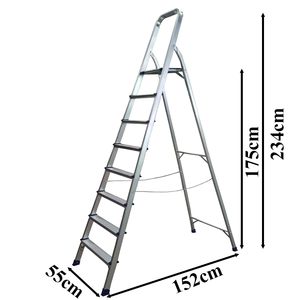Escalera Plegable de Aluminio de 8 Peldaños con Barandilla, Diseño Moderno, Antideslizante, Fácil de Guardar, para el Hogar - Product Image 5