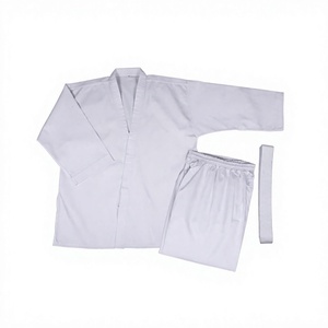 <b>White</b> Karate Gi Uniform Cotton Adult Unisex Martial Arts Wear with Belt Included Regular Fit Lightweight Breathable - Product Image 1