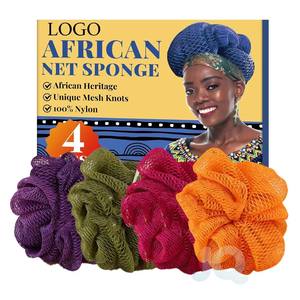 Éponge de bain exfoliante africaine authentique OEM avec nœuds, éponge de douche pour le dos, éliminateur de peaux mortes, séchage rapide, en nylon, type loofah - Product Image 1