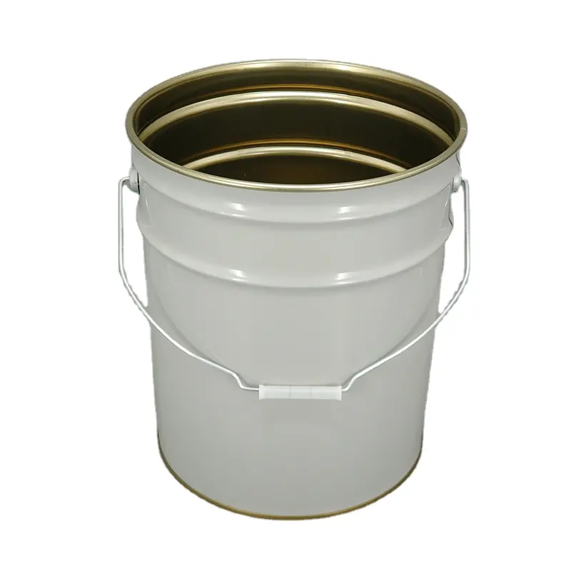 20L gold lacquer liner metal tin pail/bucket/drum/barrel with handle, used for packing paint, thinner and chemical products