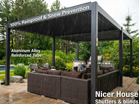 Pergola motorisée en aluminium, directement de l'usine, avec supports robustes, pergola à lames orientables pour patio commercial, jardin et cour.