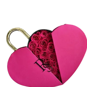 Valentines Day Gift 2023 Rosas Eternas Preservadas 2024 Eternal Long Lasting Flower With Heart Shape Box