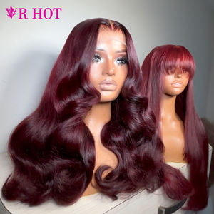 Peluca de Encaje Frontal Borgoña 13x6, Ondulada, Rizada, 250% de Densidad, Cabello Humano Brasileño, Rojo 99J, Encaje Crudo Largo, Peluca Frontal de Encaje HD 13x4 - Product Image 3