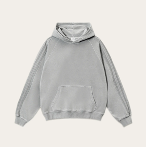 Custom Drop Shoulder <b>Pullover</b> Hoodies Heavyweight Spandex / Polyester Retro Washed French Terry Hooded Sweatshirt <b>Men</b> - Product Image 1