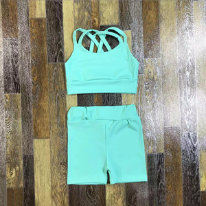 Conjuntos de Yoga populares 2025, venta al por mayor, sujetador para niñas, pantalones cortos, ropa deportiva, baile, conjunto de Yoga para niños - Product Image 2