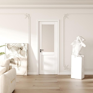 Panneau de verre de qualité supérieure Porte intérieure en bois Porte intérieure en bois et verre Salle de bain Cadre intérieur en bois imperméable Portes en verre - Product Image 6