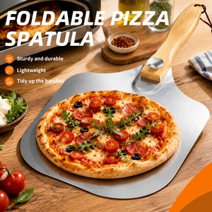 Pala para Pizza de Aluminio con Mango de Madera Plegable, Espátula para Pan de Largo Alcance, Cortador Semicircular y Brocha para Aceite - Directo de Fábrica - Product Image 1