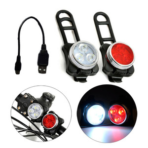 Avvertenza USB 4 stampi ricaricabili luci bici anteriore <span class=keywords><strong>posteriore</strong></span> resistente all'acqua luce <span class=keywords><strong>posteriore</strong></span> <span class=keywords><strong>faro</strong></span> <span class=keywords><strong>bicicletta</strong></span> - Product Image 5