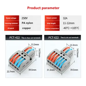 Mini Snelle Universele Draad Splitter Terminal Blok PCT-422 PCT-622 Compacte Bedrading Kabel Connector Led Lamp Push-In Geleider