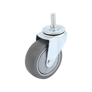 Lightweight Single Axle TPR Caster Grey Firm Rubber Fixed Wheel Furniture Casters 50 83 95mm Installation Height - Product Image 4