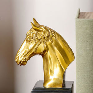 ที่คั่นหนังสือรูปหัวม้าทองคำพรีเมียม ฐานหิน รูปปั้นสัตว์ ที่วางหนังสือ ของตกแต่งบ้าน สำนักงาน ห้องสมุด งานศิลปะ - Product Image 6