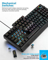 Clavier de jeu mécanique RGB 98 touches, trois modes, filaire, avec interrupteurs bleus, ergonomique, anti-ghosting, multimédia - Prix de gros