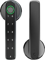 Poignée de porte intelligente avec empreinte digitale, code clé, bouton de porte, serrure de porte à empreinte digitale pour chambre, bureau, appartement, placard avec clés de secours