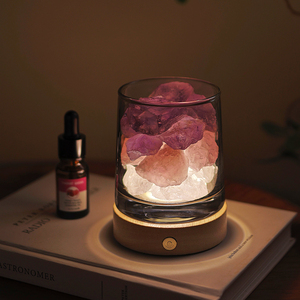 Lampada Notturna Aromaterapica Senza Fiamma in Cristallo Naturale Grezzo, Diffusore di Oli Essenziali in Ametista, Regalo per Casa e Camera da Letto - Product Image 3