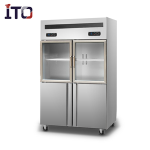 Congélateur-réfrigérateur vertical professionnel industriel en acier inoxydable à double zone 1000L 4 portes pour cuisine d'hôtel - Product Image 4