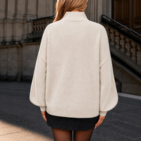 Benutzerdefiniertes LOGO Damen Strickwaren Rollkragenpullover Laternenärmel Loser Strickpullover Lässiger Herbst Winter Damen Jumper