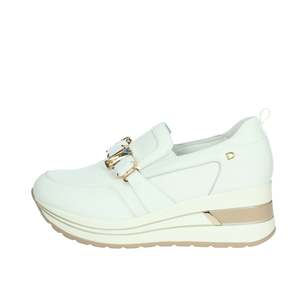 Mocasines Donna Serena para Mujer, Plataforma Blanca Dorada, Zapatos Planos - Product Image 1