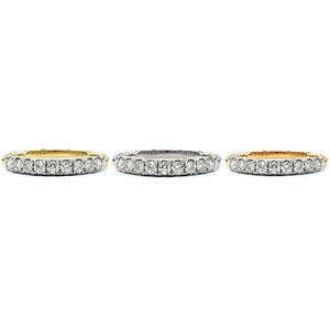 Bague demi-alliance en or jaune massif 18 carats de qualité supérieure, sertie de diamants naturels, design classique et luxueux pour femme, bijoux fins - Product Image 4