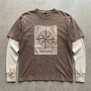 T-shirt gaufré tricoté pour homme, personnalisé, brodé, appliqué, vintage, coupe ample, en coton délavé à l'acide 300-340 g/m², double épaisseur, manches longues - Product Image 2