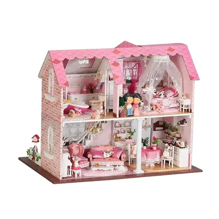 Kinder geburtstags geschenk Rosa Villa Haus Holz Mini Schönes Puppenhaus