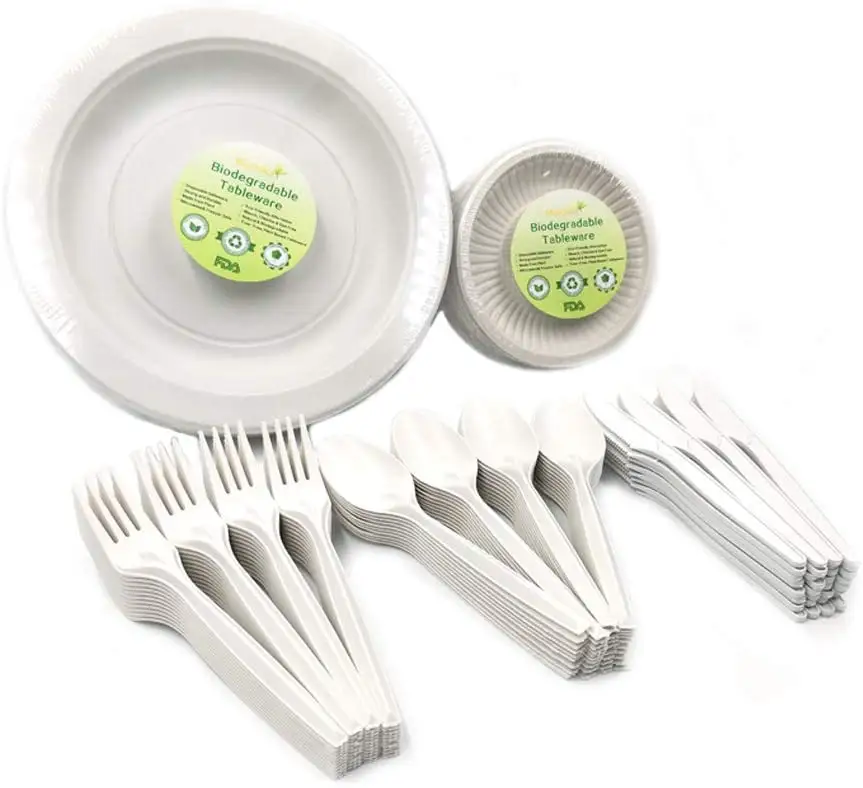 Juego de cubiertos oem pp/ps/pla, cuchara de plástico de vuelo, tenedor y cuchillo, micro taza de plástico desechable