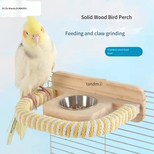 Roestvrijstalen Vogelvoeder Met Voedseldoos Papegaai Speelsteun Platform Slijpklauwstandaard-Accessoire Voor Vogelkooien Nieuw Product - Product Image 3