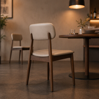 Chaise de salle à manger moderne rembourrée en bois massif, siège de salle à manger en bois massif, chaise d'appoint beige avec coussin pour la maison et l'hôtel