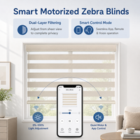 Tirai Zebra Poliester Daur Ulang Premium Bermotor dengan Alexa Cloud Dancer Putih untuk Dekorasi Kamar Tidur dan Ruang Belajar