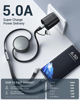 CAFELE Câble de charge rapide rétractable 5-en-1 100W USB-A USB-C, câble de données USB PD3.0 5A multi-type C pour téléphone 16 17