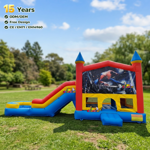 <span class=keywords><strong>Castillo</strong></span> Inflable Comercial con Tobogán, de PVC, para Uso <span class=keywords><strong>en</strong></span> Interiores y Exteriores, Ideal para Fiestas Infantiles y Alquiler - Product Image 1