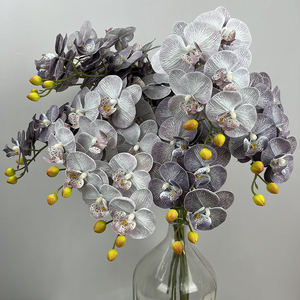 A buon mercato stampa 3D 9 teste <span class=keywords><strong>orchidee</strong></span> ragno viola verde nero arancio bianco avorio all'ingrosso fiori artificiali orchidea nel <span class=keywords><strong>vaso</strong></span> da tavolo - Product Image 2